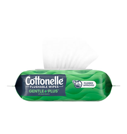 Cottonelle® GentlePlus® Flushable Wipes 84 pack.