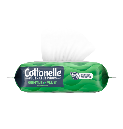 Lingettes jetables dans les toilettes Cottonelle® GentlePlus®