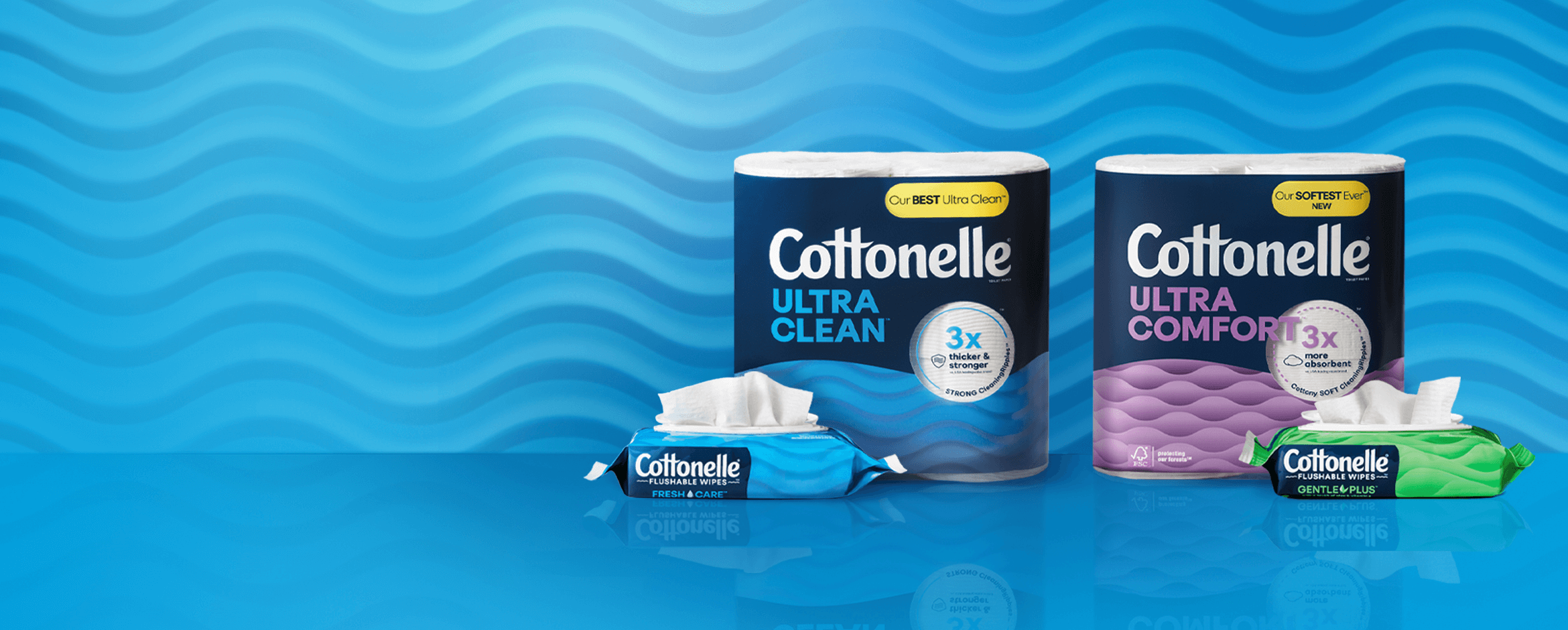 Bannière Lingettes et papier hygiénique Cottonelle®